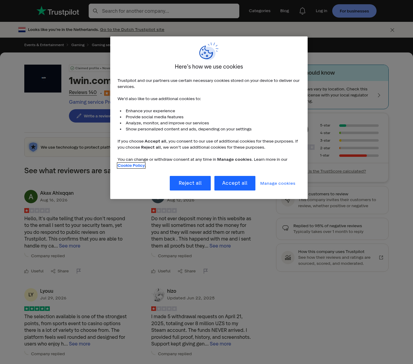 Captura contextual de opiniones de usuarios relacionadas con 1win.com