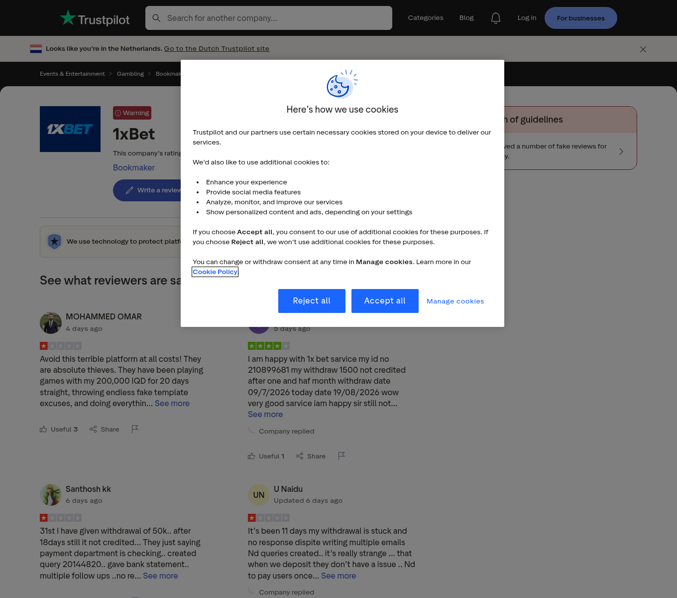 Captura contextual de opiniones sobre 1xbet.com