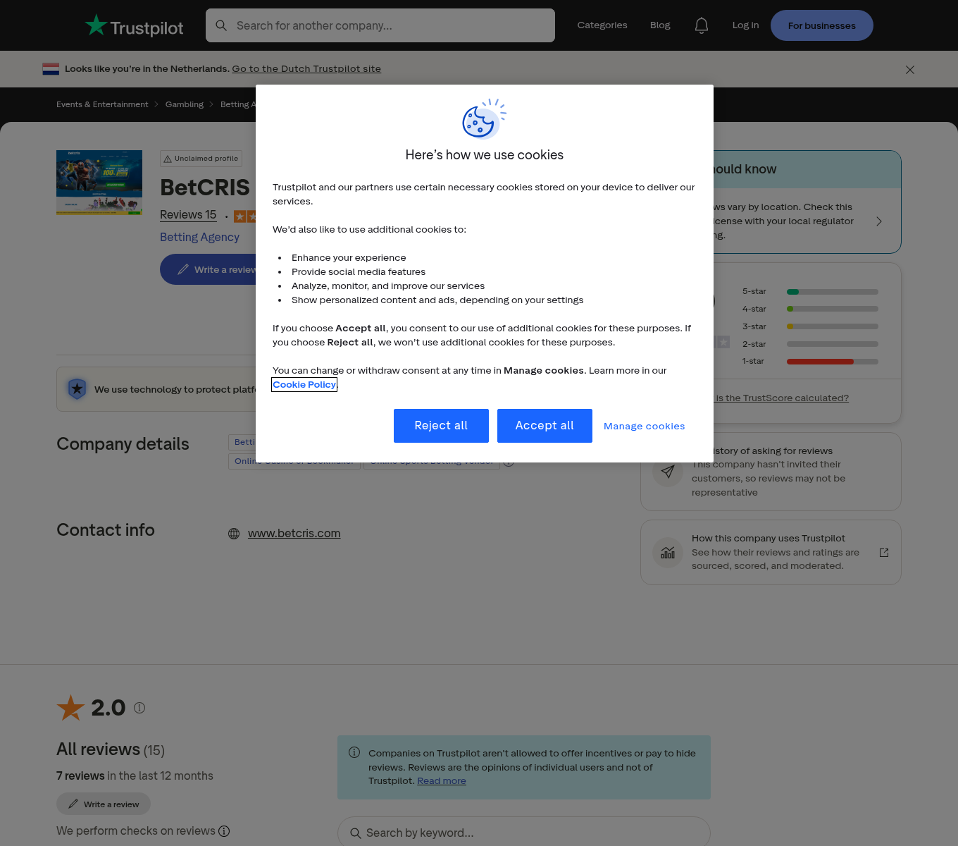 Captura contextual de opiniones de usuarios sobre Betcris