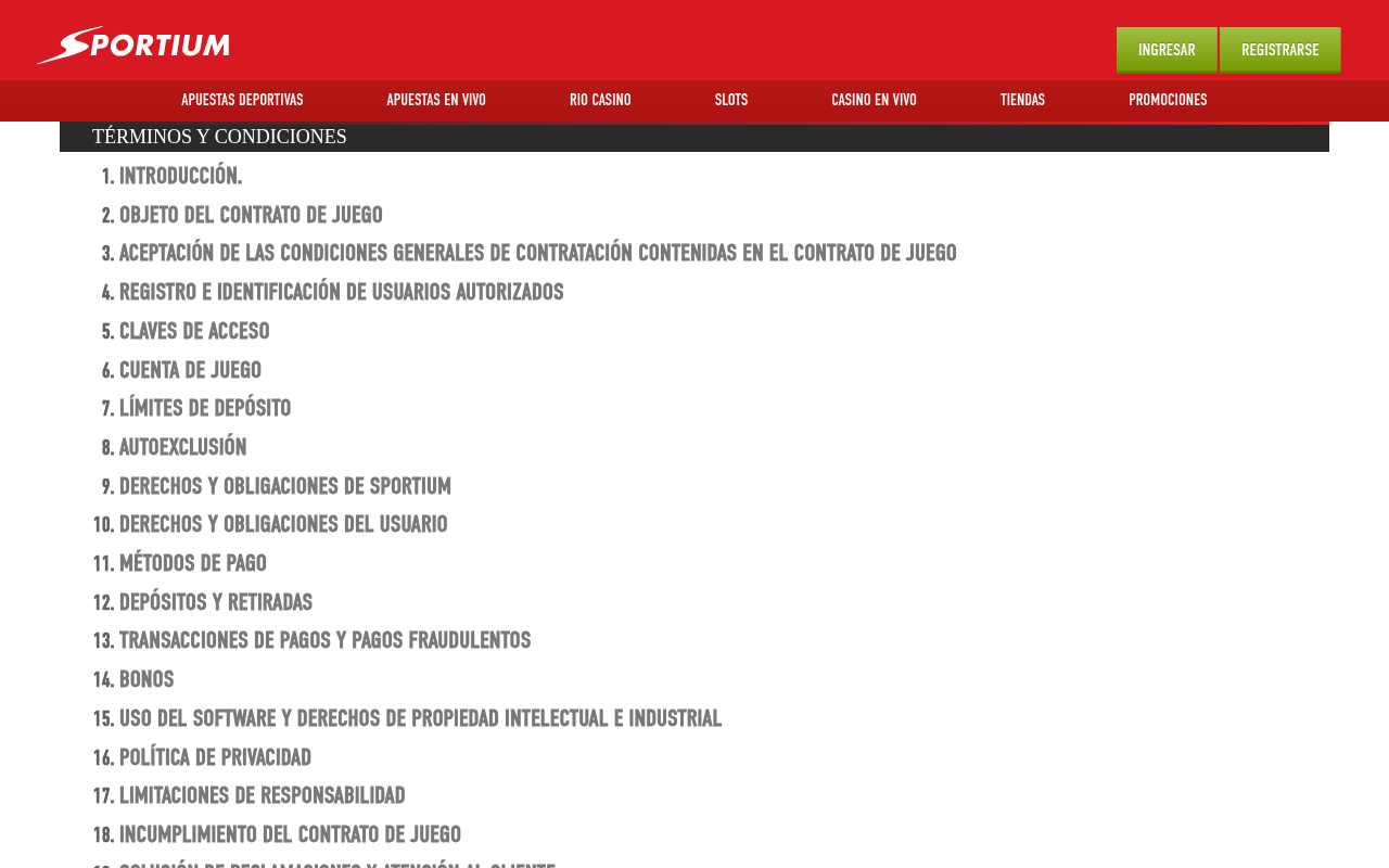 Captura de la fuente consultada sobre sportium